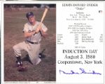 1989 Duke Snider Brooklyn Dodgers Signed 8" x 10" Induction Day Photo - JSA 