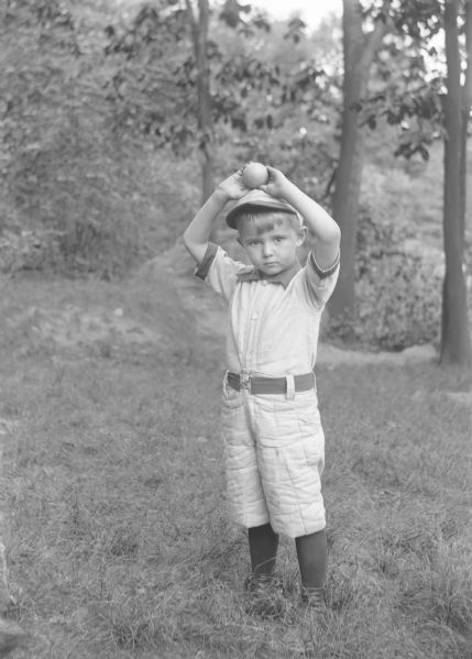 1913 Jimmy Gralich Conlons Nephew Imitates Mathewson Charles Conlon Original 11" x 14" Photo Hand Developed from Glass Plate Negative & Published (The Sporting News Hologram/MEARS Photo LOA)