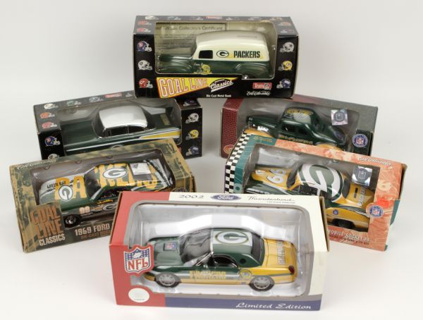 1995-2002 Green Bay Packers Die Cast Classic Car Banks MIB - Lot of 6