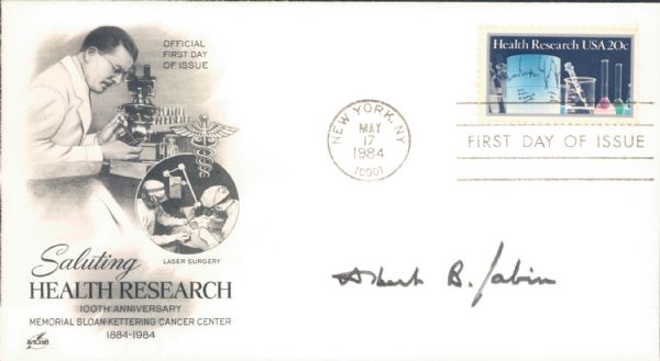 1980s Dr. Albert Sabin Developed First Oral Polio Vaccine Signed FDC - JSA 