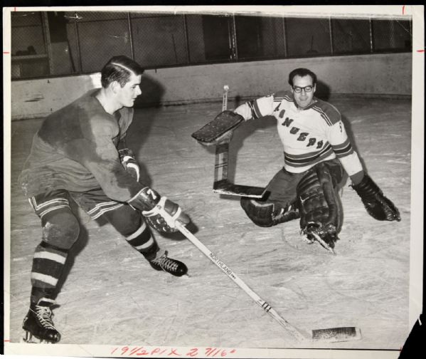 1968 Rod Gilbert Staw Fischler New York Rangers "TSN Collection Archives" Original First Generation 10" x 12" Choice Jumbo Oversized Photo (TSN Collection Hologram/MEARS Photo LOA) 1:1, Unique