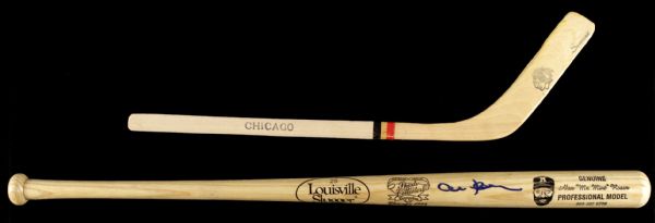 Mr. Mint Signed Mini-Bat & Chicago Black Hawks Souvenir Mini Hockey Stick