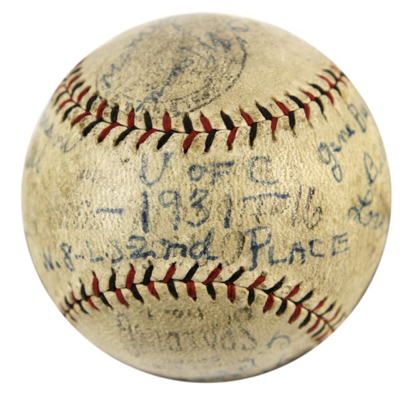 1931 University of Chicago Multi-Signed Baseball - 12 Sigs. (MEARS Auction LOA) 