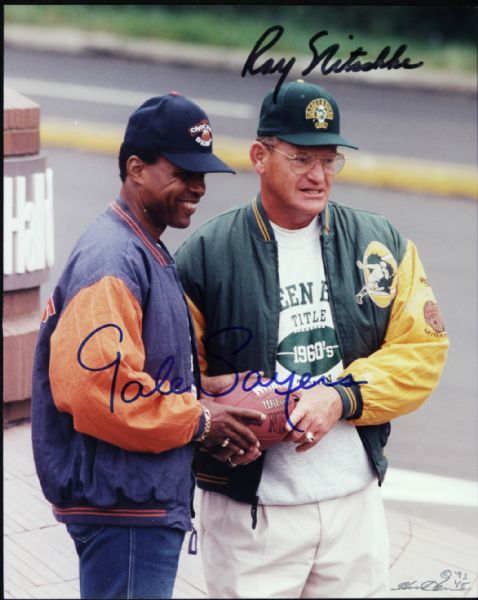Ray Nitchke and Gale Sayers Signed 8" x 10" Photo (MEARS LOA/Cert)