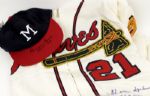 1990s Warren Spahn Milwaukee Braves Signed Mitchell & Ness Flannel & Cap - JSA