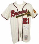 1990s Warren Spahn Milwaukee Braves Signed Mitchell & Ness Flannel & Cap - JSA