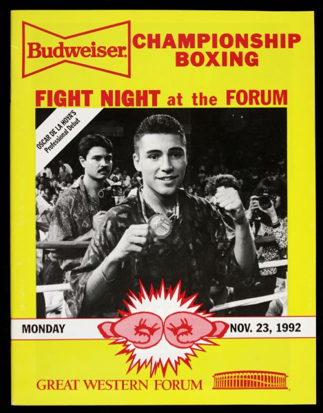 1992 Oscar De La Hoya Professional Debut Fight Program 