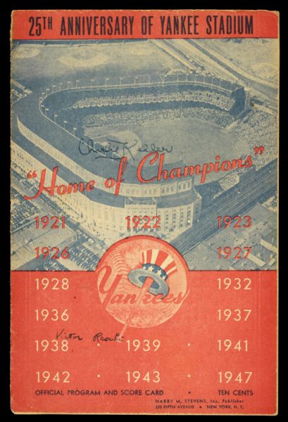 1948 New York Yankees Scorecard Signed by Charlie Keller & Vic Raschi Joe DiMaggio Home Run Game - JSA