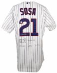 2001 Sammy Sosa Chicago Cubs Game Worn Home Jersey - 3HR Attribution (MEARS Auction LOA)
