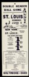 1940 St. Louis vs. New York Double Header 5 1/4" x 14" Train Advertisement 