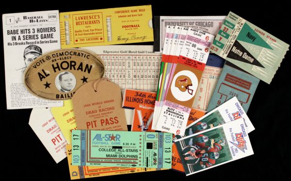 1925-84 Various Ticket Stubs and Pocket Schedules - Illini Notre Dame Chicago Blitz Drag Racing - Over 20 Items