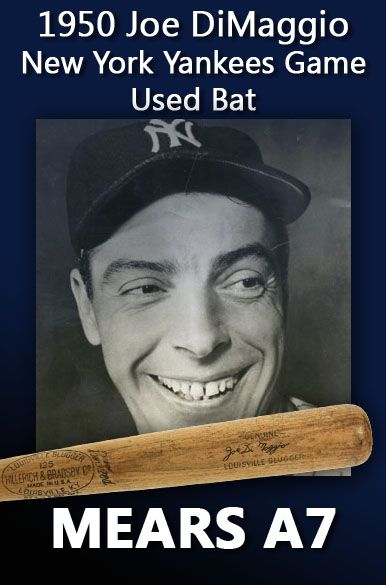 1950 Joe DiMaggio H&B Louisville Slugger Professional Model Game Used Bat (MEARS A7)