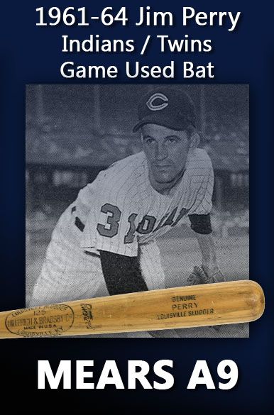 1961-64 Jim Perry H&B Louisville Slugger Professional Model Game Used Bat (MEARS A9)
