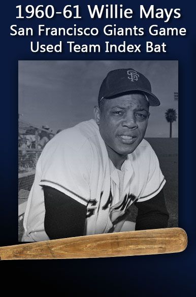 1960-61 Willie Mays Adirondack Professional Model Team Index Bat (MEARS Authentic)