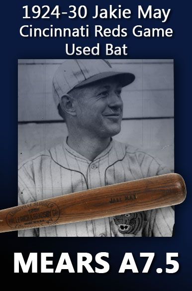 1924 Jakie May H&B Louisville Slugger Professional Model Game Used Bat (MEARS A7.5)