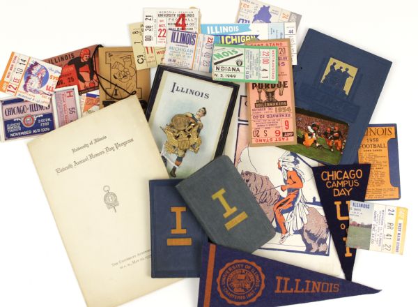1922-85 University of Illinois Schedule Ticket Stub & Other Assorted Items Incl. 