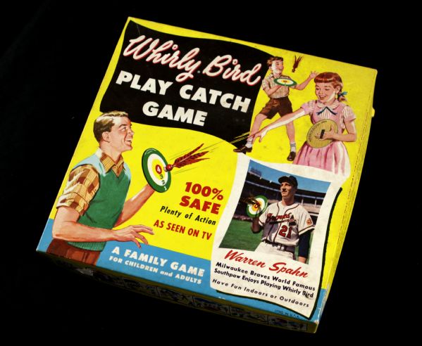 1950s Whirly Bird Play Catch Game Complete Warren Spahn Milwaukee Braves Endorser