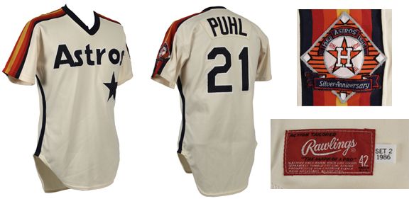 1986 Terry Puhl Houston Astros Rainbow Knit Salesmans Sample Jersey 