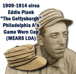 1909-14 Eddie Plank "The Gettysburg" Philadelphia Athletics Game Worn Cap (MEARS LOA) Most Historic Pre War Cap Ever Offered!!!