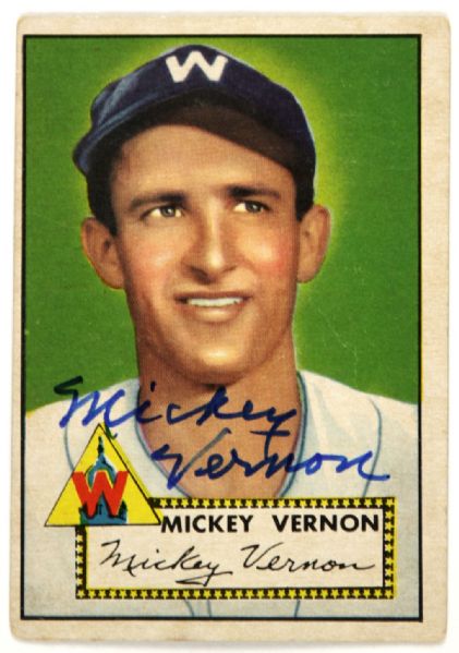 1952 Topps Mickey Vernon Washington Senators Signed Card (JSA)