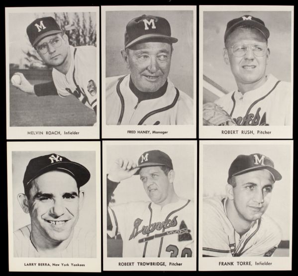 1950s Milwaukee Braves (and Yogi Berra) 5" x 7" Photo - Lot of 13
