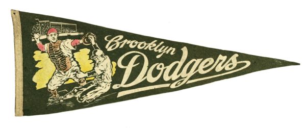 1950s circa Brooklyn Dodgers Full Size Pennant