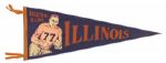 1940s Red Grange University of Illinois 29" Full-Size Pennant