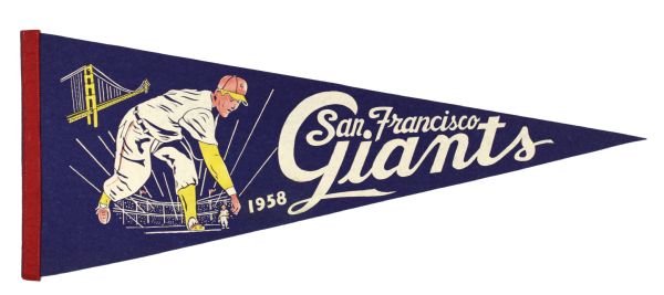 1958 San Francisco Giants Full Size Pennant - First Year in San Francisco