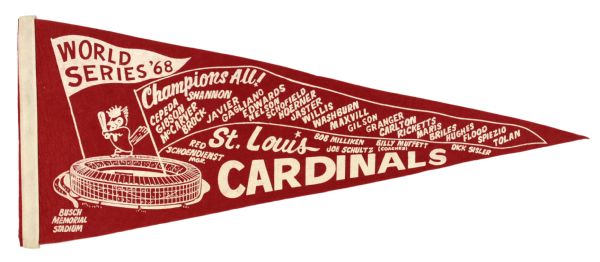 1968 St. Louis Cardinals Full Size 29" World Series Scroll Pennant 