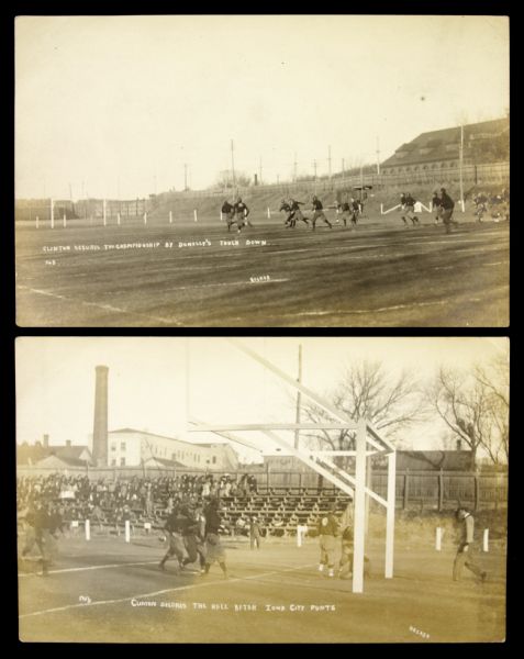 1900s Iowa City vs. Clinton Football Game Real Photo Postcard - Lot of 2 