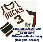 1968 Inaugural Season Sam Williams Milwaukee Bucks Game Worn Home Complete Uniform - Jersey and shorts (MEARS A10) w/ player provenance, Milwaukee Bucks
