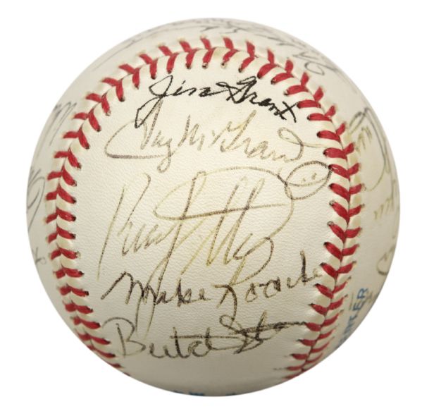 1994-2000 Boston Sporting Greats & Others Multi Signed OAL (Budig) Baseball w/ 21 Sigs. Incl. Tug McGraw Dom DiMaggio - JSA