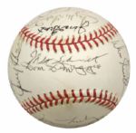 1994-2000 Boston Sporting Greats & Others Multi Signed OAL (Budig) Baseball w/ 21 Sigs. Incl. Tug McGraw Dom DiMaggio - JSA