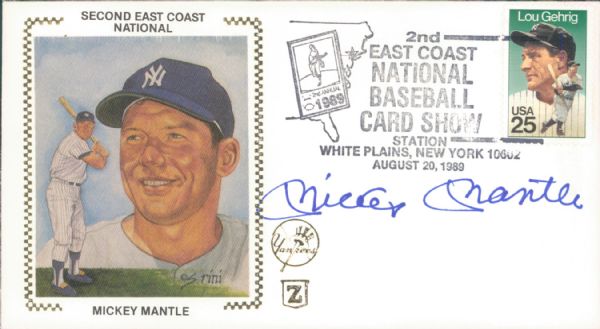 1989 Mickey Mantle New York Yankees Signed East Coast National Silk Cachet - JSA