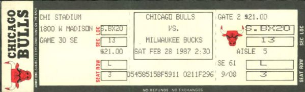1987-88 Michael Jordan Chicago Bulls Full Ticket - Lot of 10 Each Game Jordan Was High Scorer