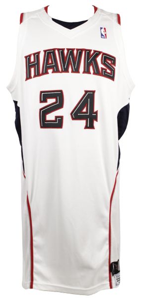 2007-08 Marvin Williams Atlanta Hawks Game Worn Signed Jersey w/ Mei Gray Label - MEARS LOA & JSA