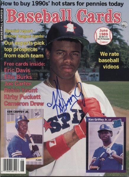 1989 Ken Griffey Jr. Seattle Mariners Signed Baseball Cards Magazine - JSA 