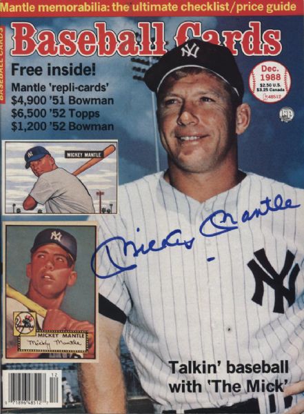 1988 Mickey Mantle New York Yankees Signed Baseball Cards Magazine - JSA 