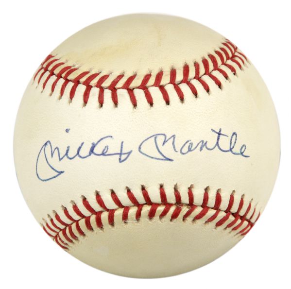 1984-94 Mickey Mantle New York Yankees Single Signed OAL (Brown) Baseball - JSA 