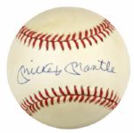 1984-94 Mickey Mantle New York Yankees Single Signed OAL (Brown) Baseball - JSA 