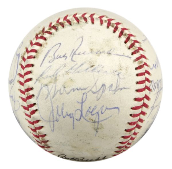 1970s-80s Milwaukee Atlanta Braves Multi Signed Baseball w/19 Sigs. Incl. Warren Spahn Eddie Mathews Lou Burdette - JSA 