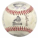 1970s-80s Milwaukee Atlanta Braves Multi Signed Baseball w/19 Sigs. Incl. Warren Spahn Eddie Mathews Lou Burdette - JSA 