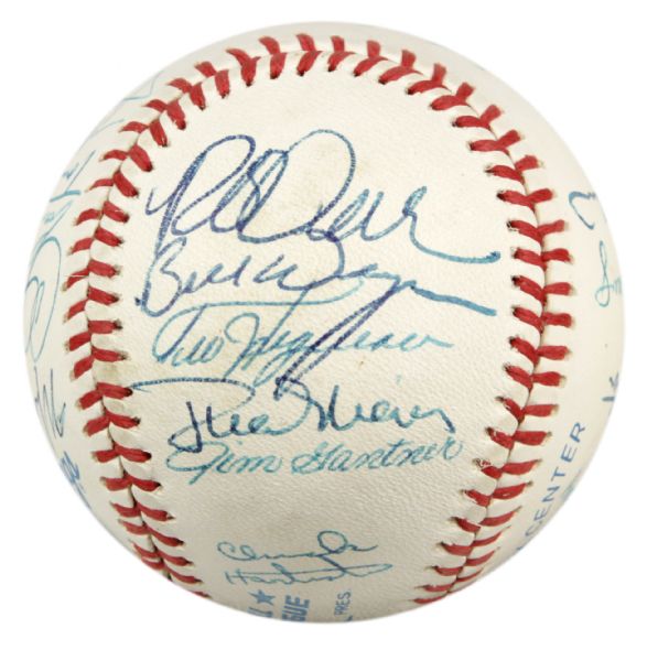 1988 Milwaukee Brewers Team Signed OAL (Brown) Baseball w/20 Sigs. Incl. Robin Yount Paul Molitor - JSA 