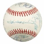 1988 Milwaukee Brewers Team Signed OAL (Brown) Baseball w/20 Sigs. Incl. Robin Yount Paul Molitor - JSA 