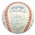 1988 Milwaukee Brewers Team Signed OAL (Brown) Baseball w/20 Sigs. Incl. Robin Yount Paul Molitor - JSA 