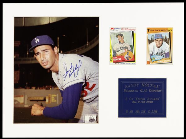1990s Sandy Koufax Los Angeles Dodgers Signed 16" x 12" Display - JSA 