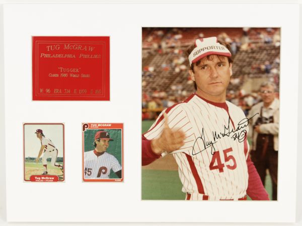 1984 Tug McGraw Philadelphia Phillies Signed 16" x 12" Photo Display - JSA 