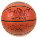 1980s Julius Erving Philadelphia 76ers & John Havlicek Boston Celtics Signed Full Size Basketball - JSA 