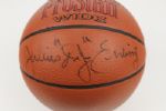 1980s Julius Erving Philadelphia 76ers & John Havlicek Boston Celtics Signed Full Size Basketball - JSA 