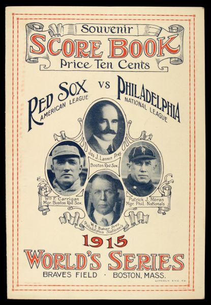 1915 High Grade World Series Program - Boston Red Sox vs. Philadelphia As Babe Ruths First World Series Appearance Rare Program Unscored